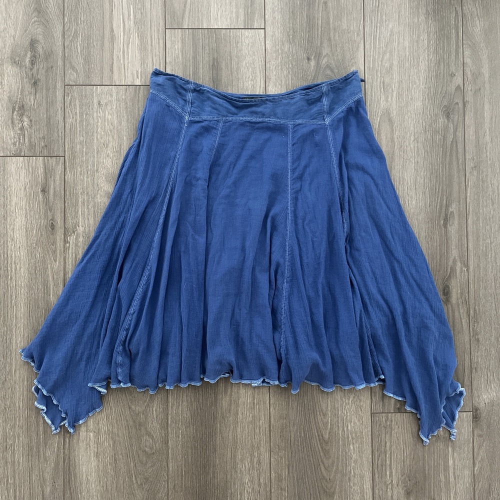 Armani Exchange Cotton Skirt Womens 10 Lined Zp Closure Blue Cotton
